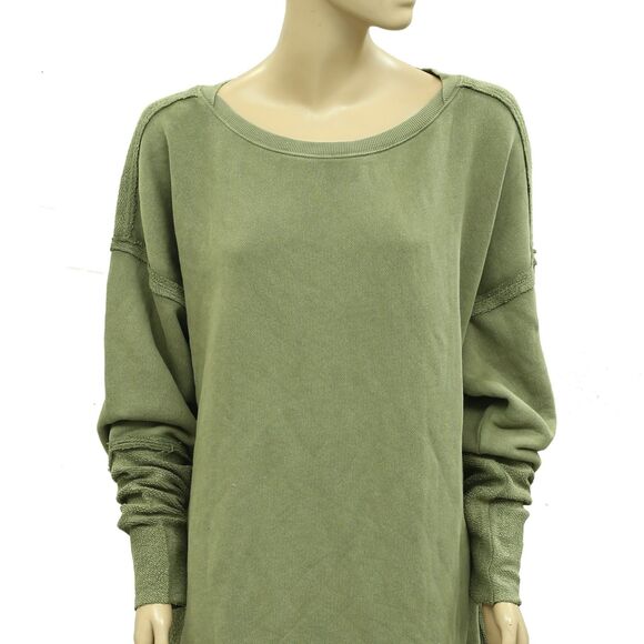 Free People Midnight Drift Pullover Sweatshirt Top Cotton Cutout M New 283945 - Picture 2 of 4